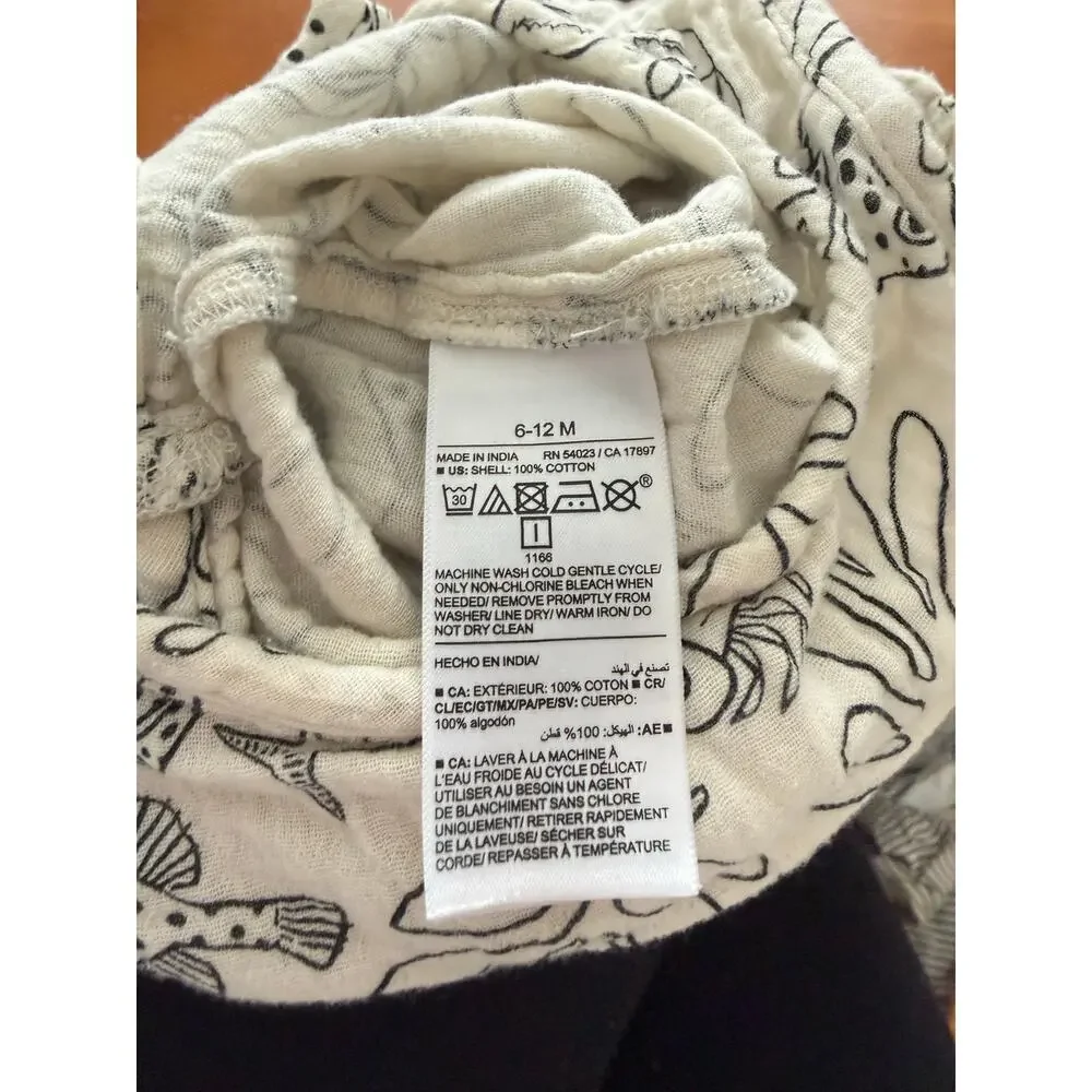 Old Navy Romper Muslin Black White Henley Button One Piece Outfit 6-12 Months - Picture 6 of 6